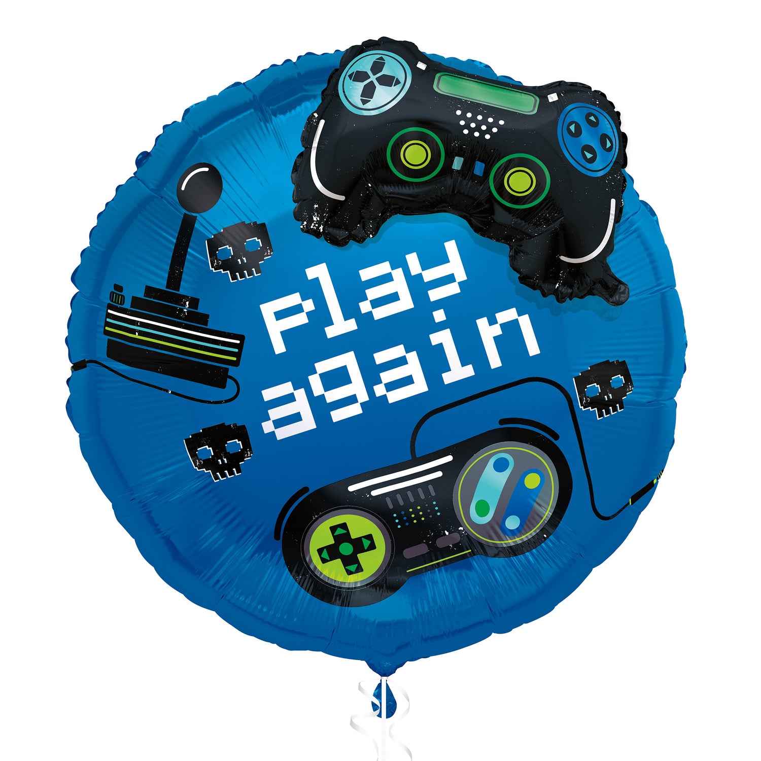 Gamer Birthday "Play Again" Giant Foil Balloon 25" with 3D Game Controller Accessory, Packaged