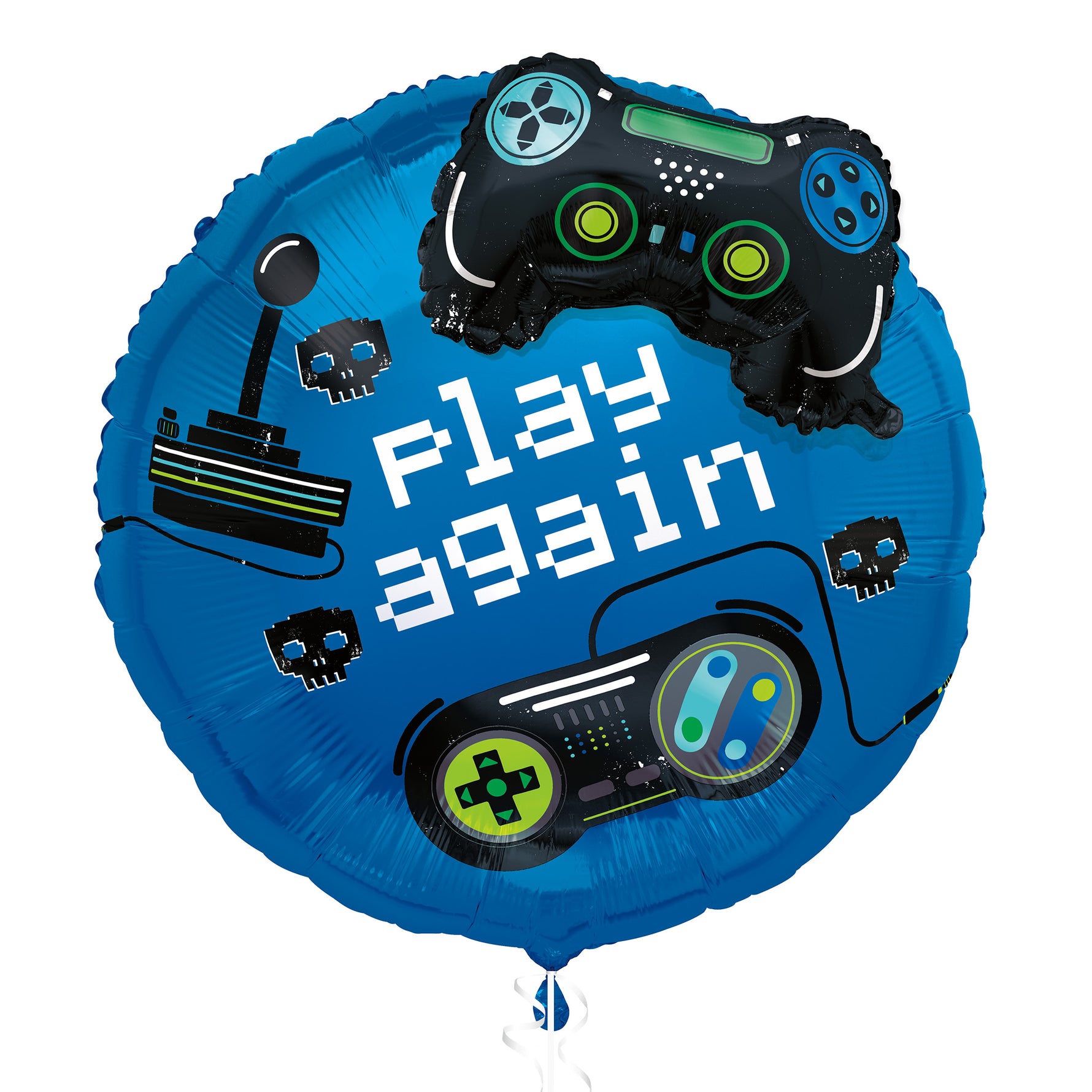 Gamer Birthday "Play Again" Giant Foil Balloon 25" with 3D Game Controller Accessory, Packaged