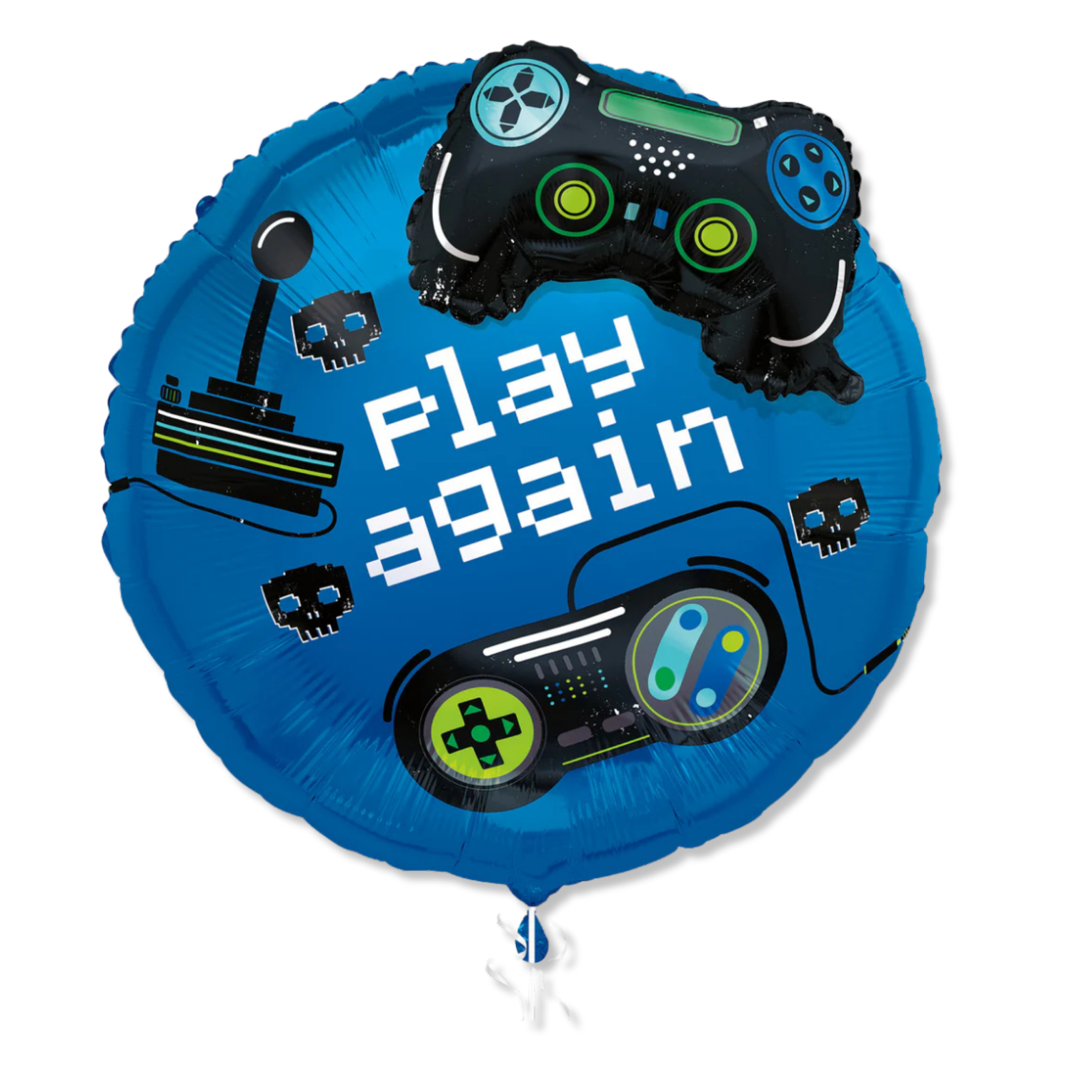 Gamer Birthday "Play Again" Giant Foil Balloon 25" with 3D Game Controller Accessory, Packaged