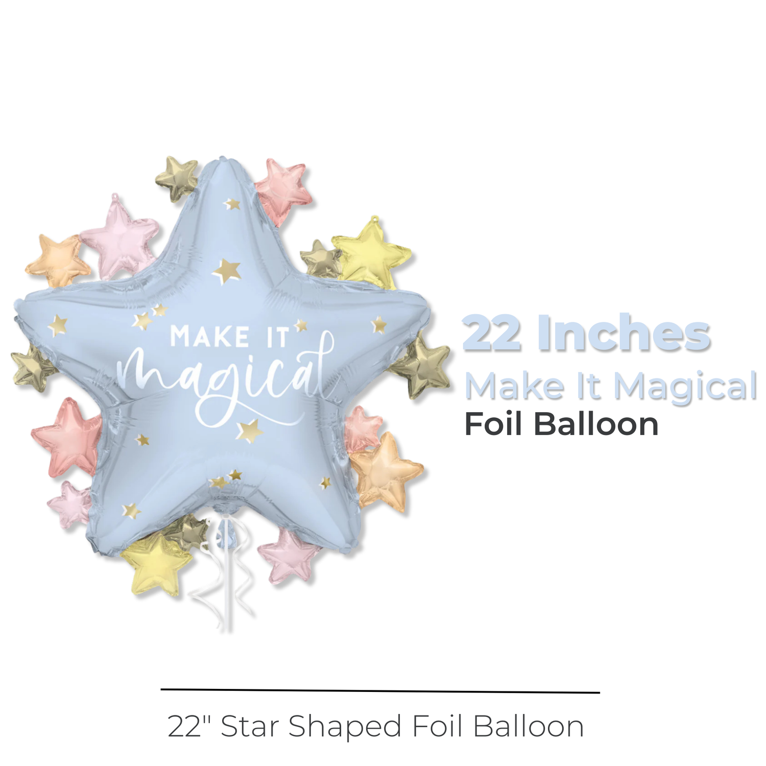 Dainty Unicorn Star Shaped "Make It Magical" Giant Foil Balloon 22", Packaged