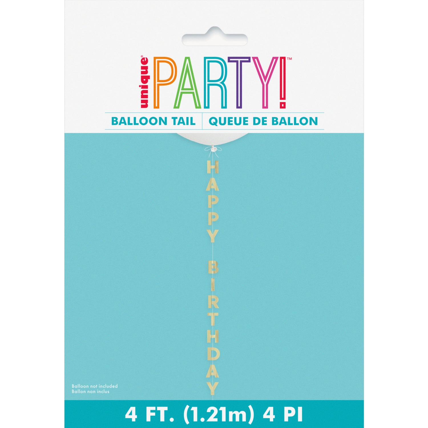 Gold Foil "Happy Birthday" Balloon Tail, 4 ft - Image 2