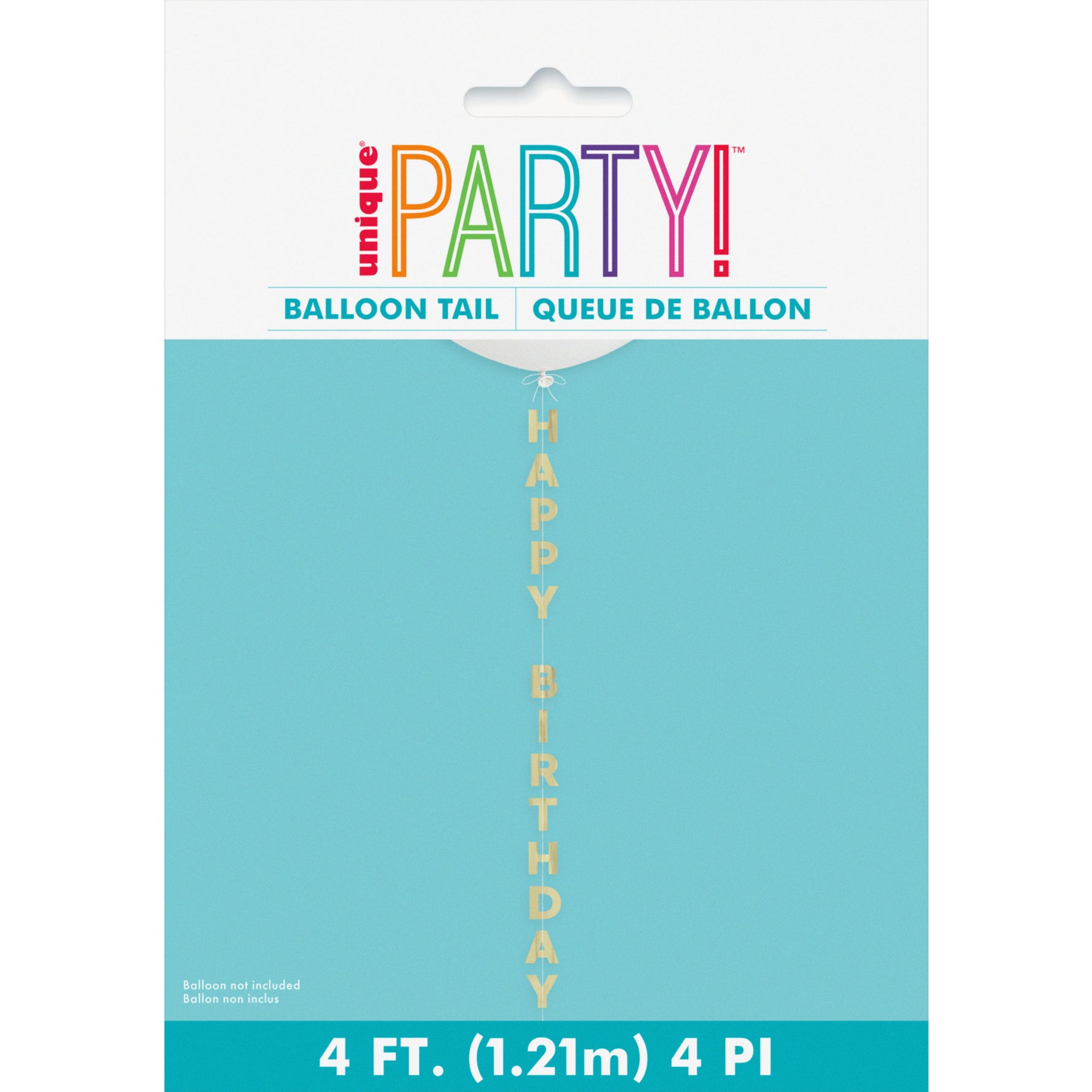 Gold Foil "Happy Birthday" Balloon Tail, 4 ft - Image 2