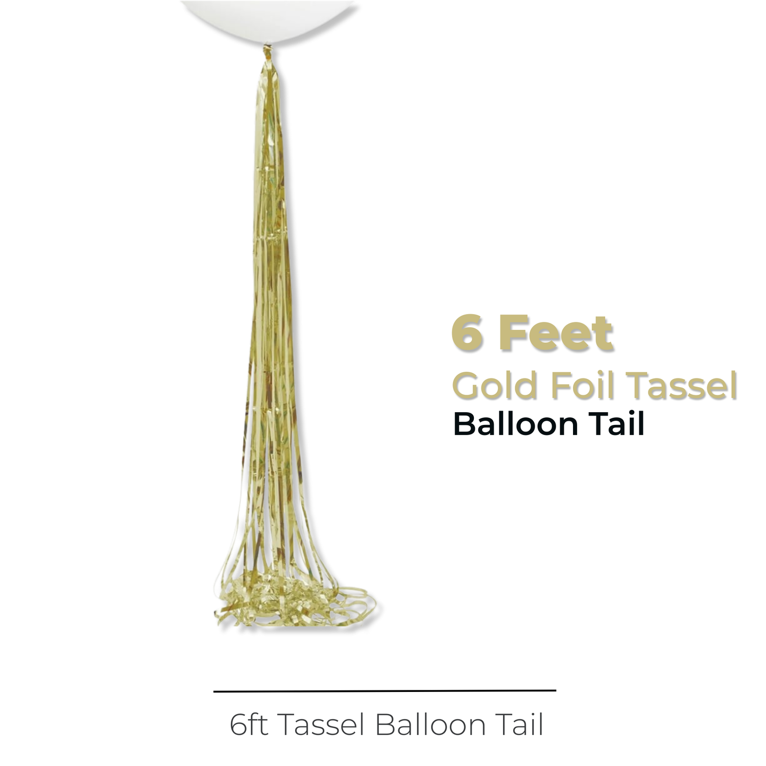 Gold Foil Tassel Balloon Tail, 6 ft