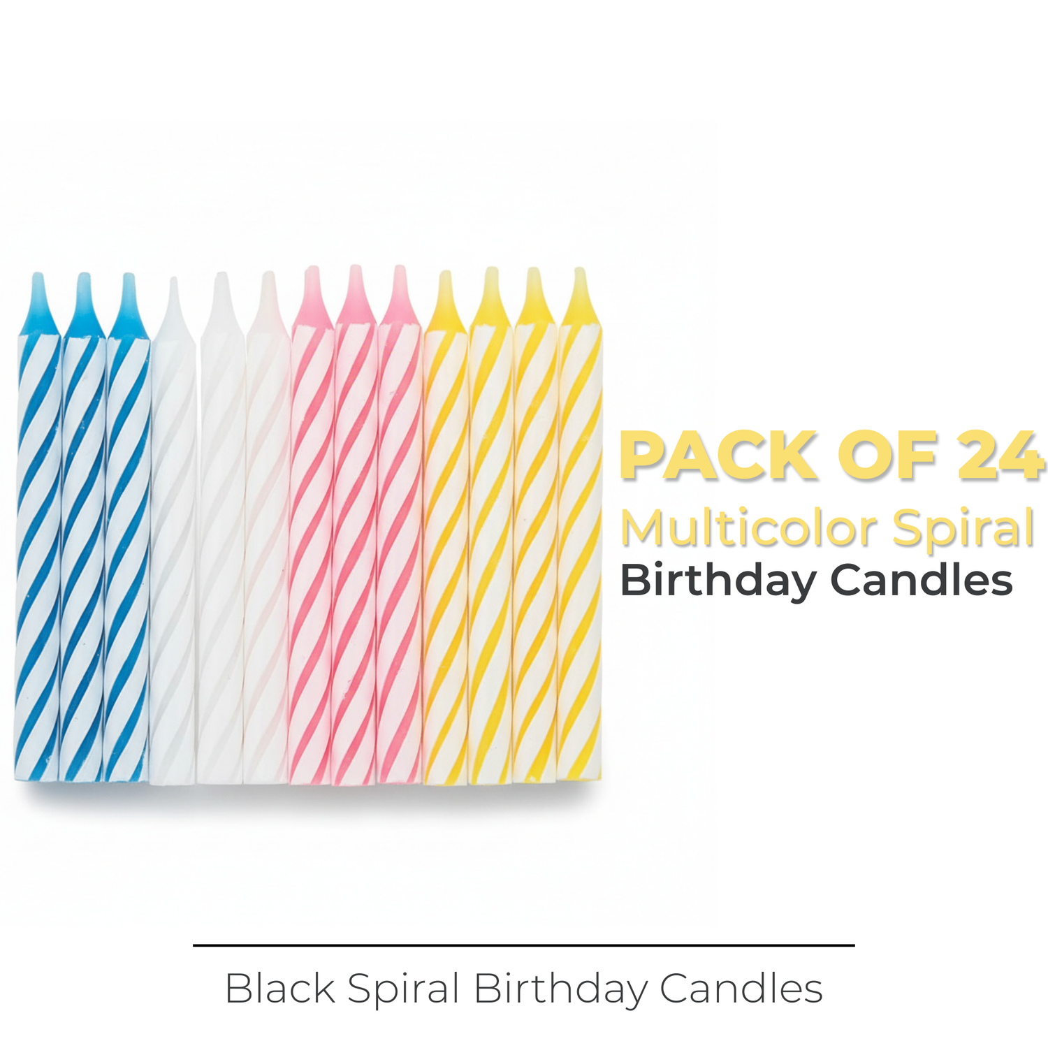 Black Spiral Birthday Candles, 24ct