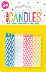 Black Spiral Birthday Candles, 24ct
