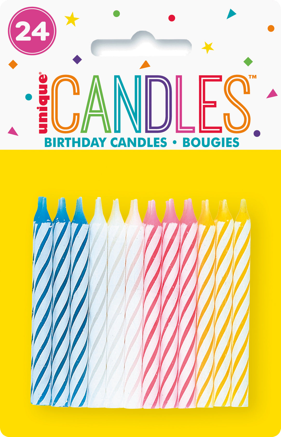 Multicolor Spiral Birthday Candles, 24ct