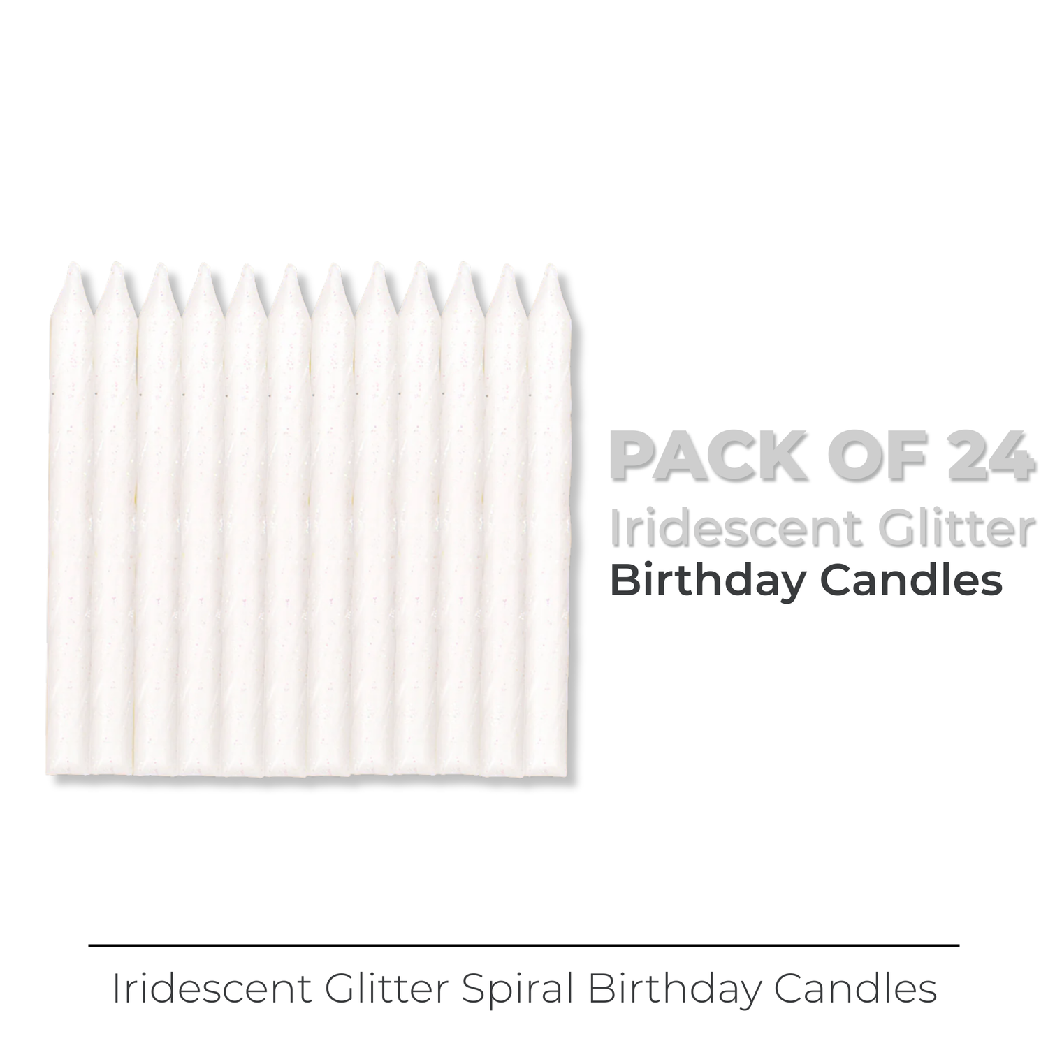 Iridescent Glitter Spiral Birthday Candles, 24ct