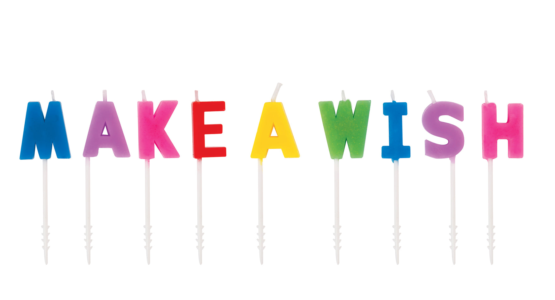 Rainbow "Make a Wish" Letter Pick Birthday Candles