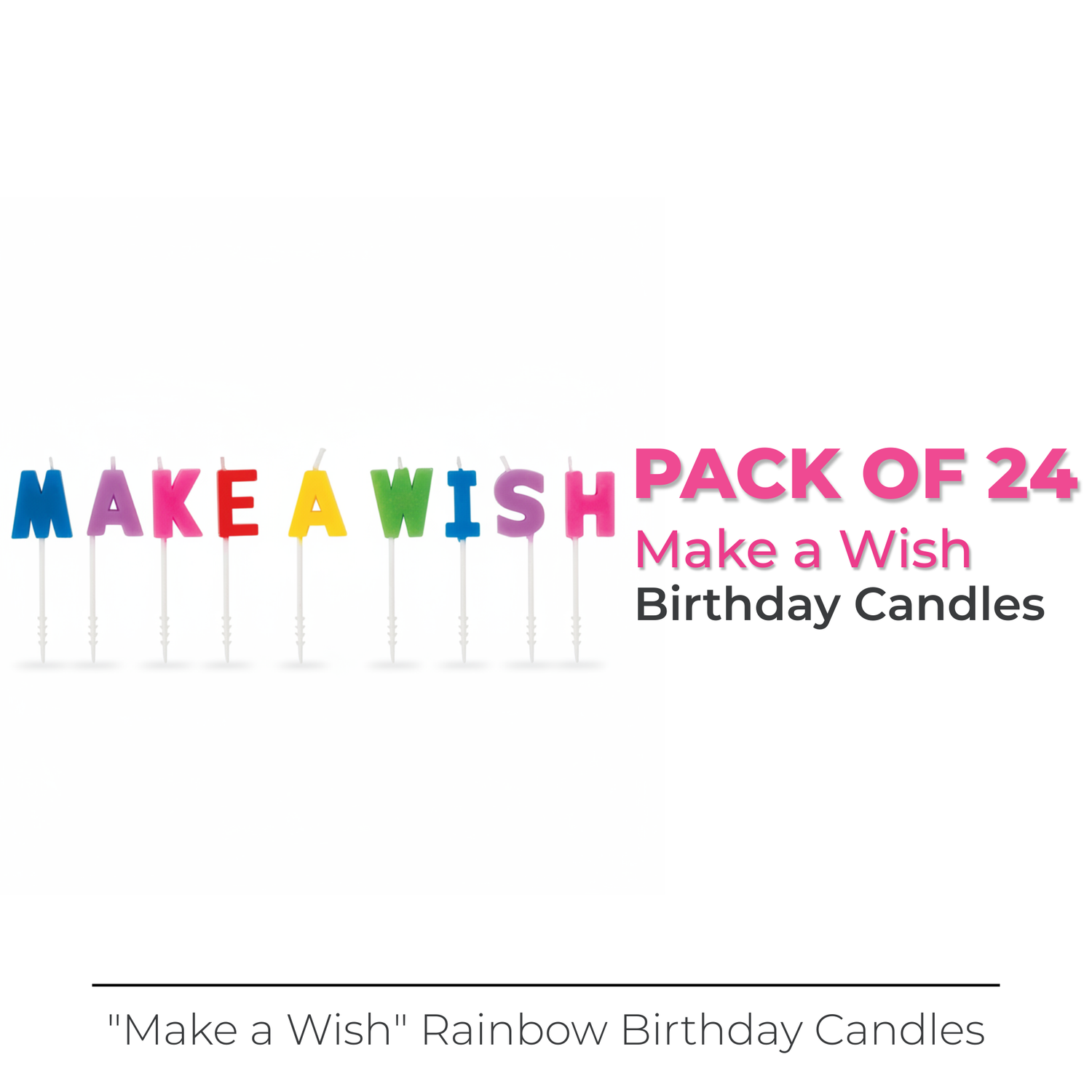 Rainbow "Make a Wish" Letter Pick Birthday Candles