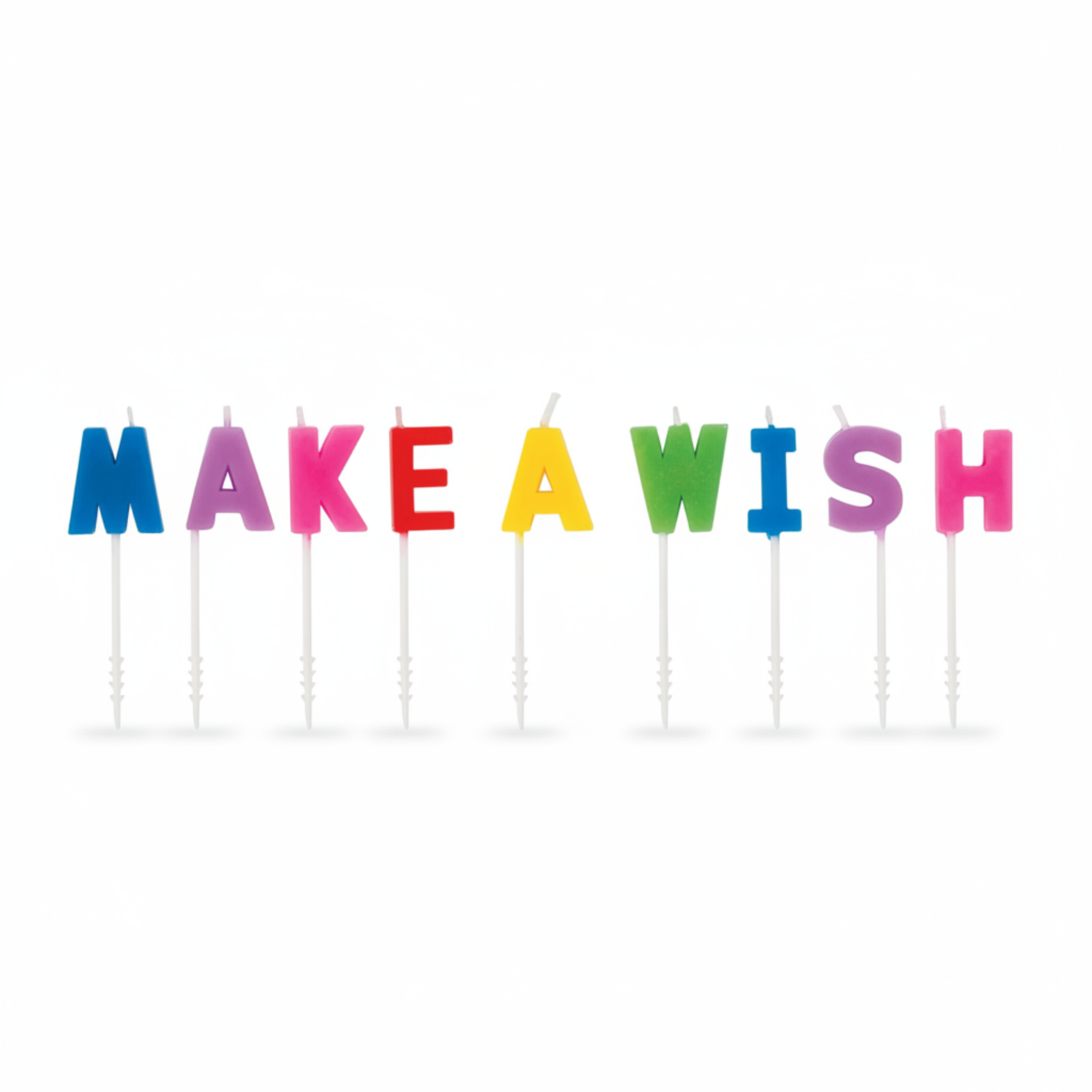 Rainbow "Make a Wish" Letter Pick Birthday Candles