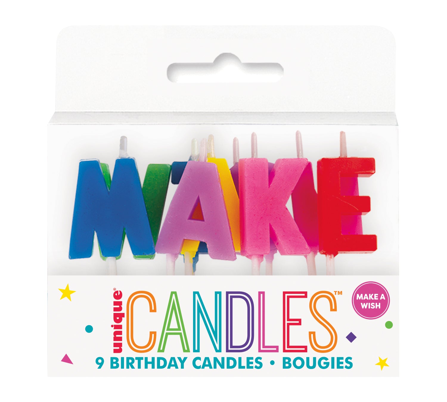 Rainbow "Make a Wish" Letter Pick Birthday Candles - Image 2