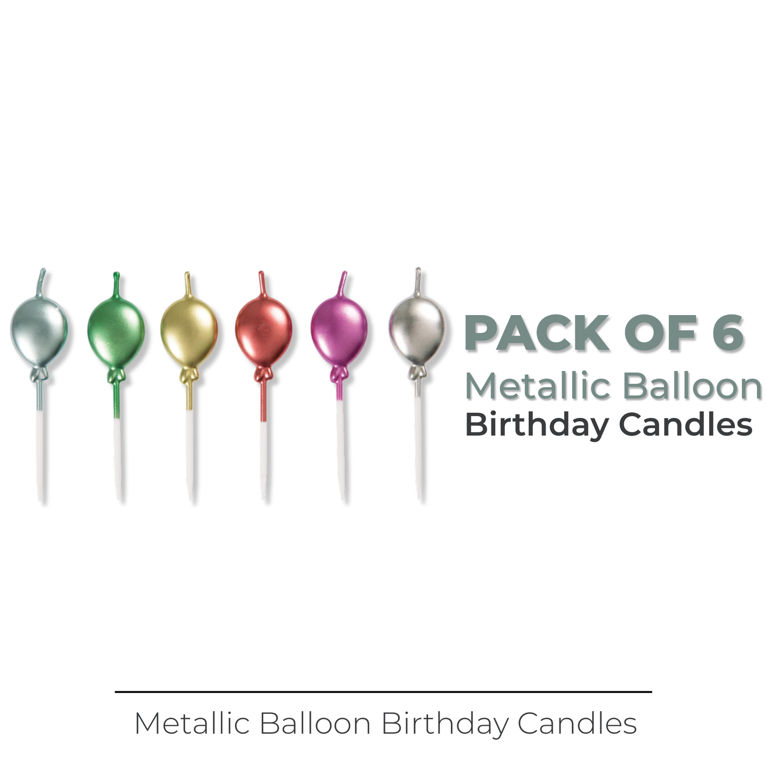 Metallic Balloon Pick Birthday Candles - Assorted, 6ct