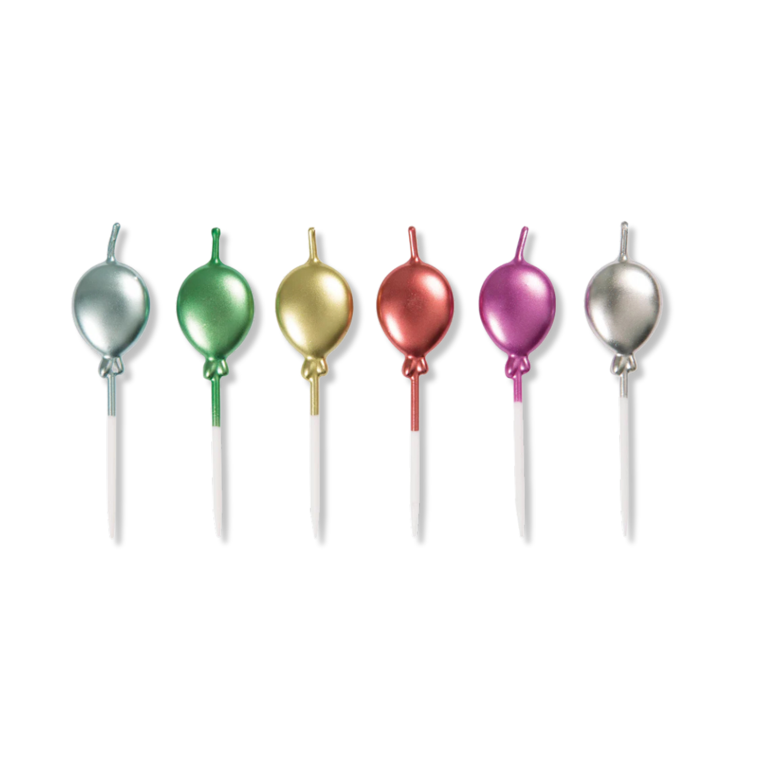Metallic Balloon Pick Birthday Candles - Assorted, 6ct