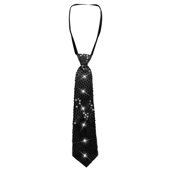 LED Black Sequin Necktie