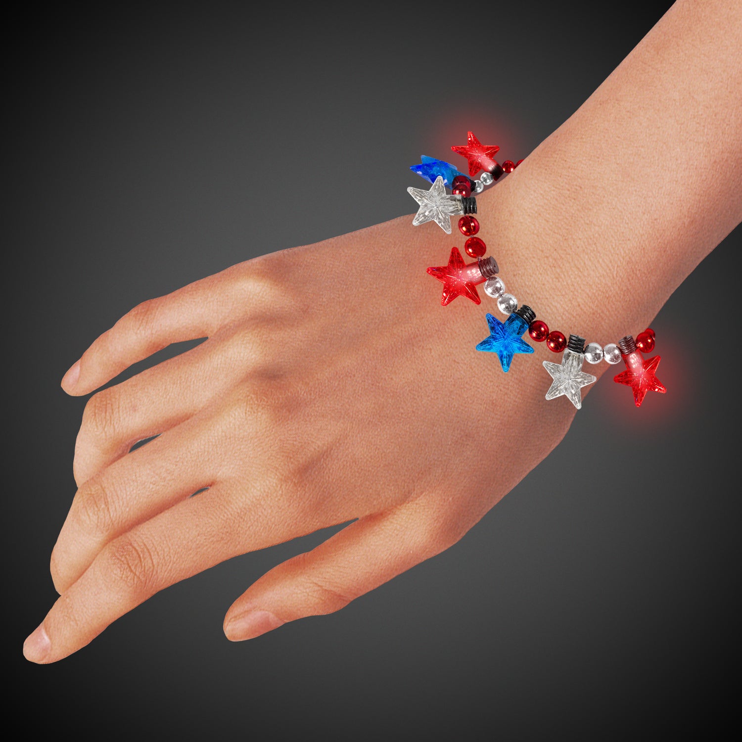 LED Patriotic Star Bead Bracelet