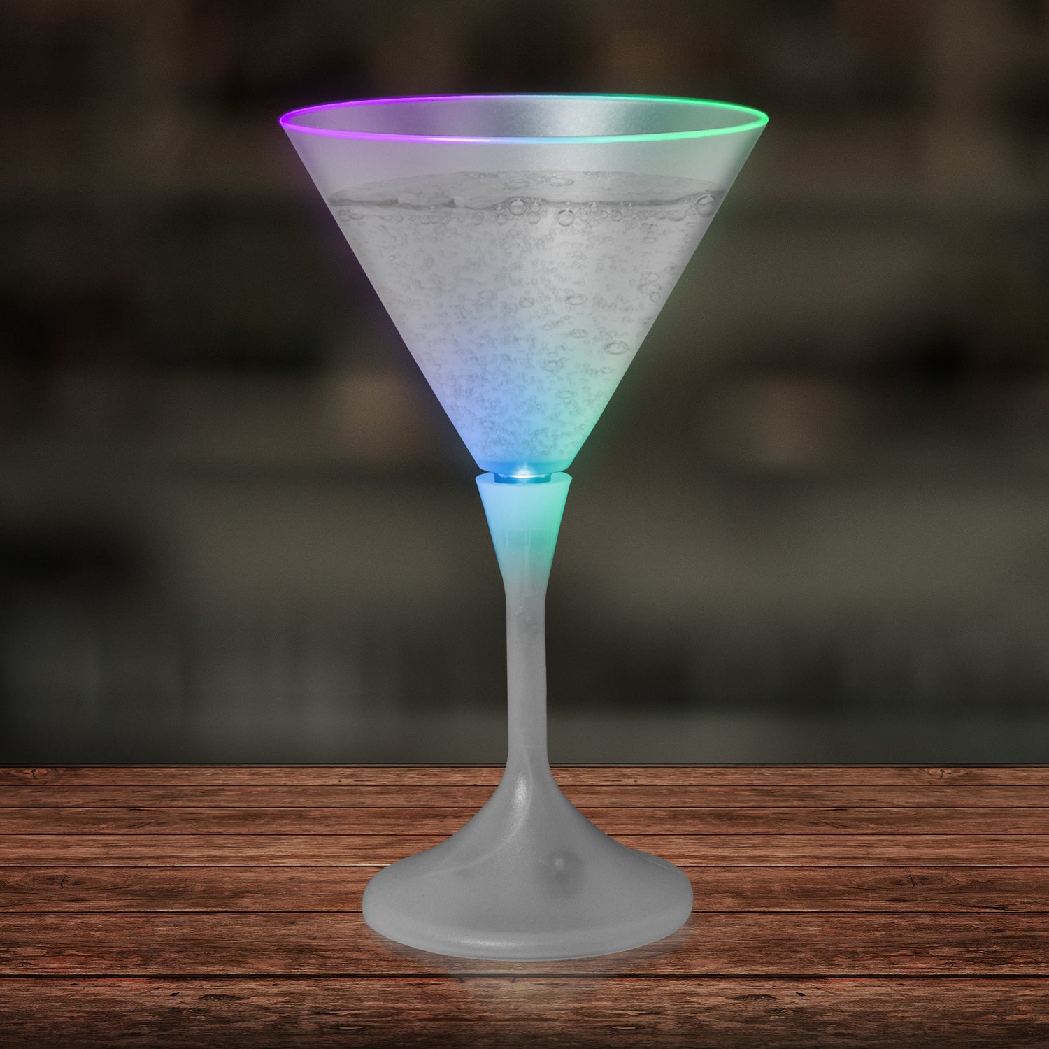 LED 7 oz. Martini Glass With White Stem