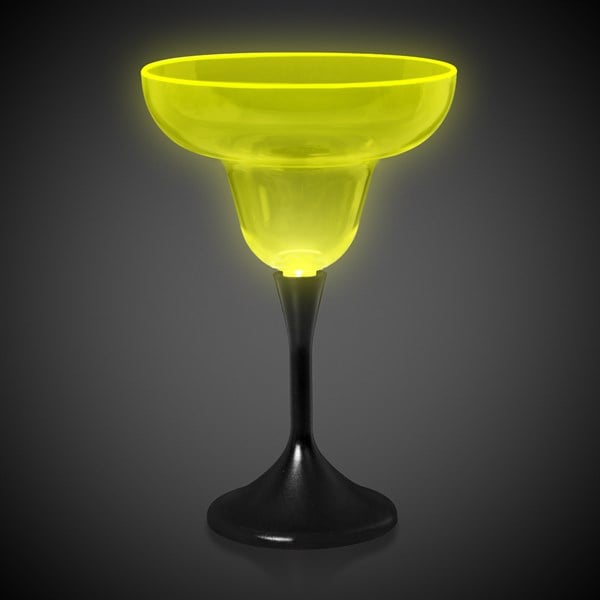 Neon Yellow LED 10 oz. Margarita Glass