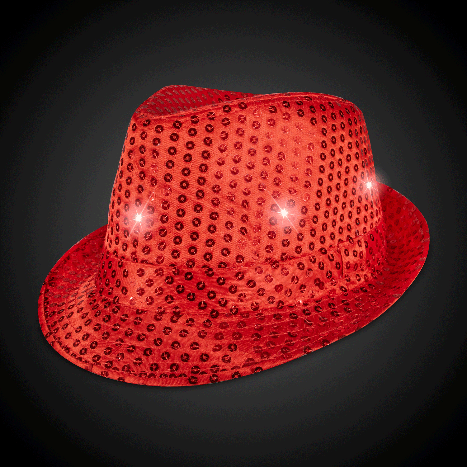 LED Red Sequin Fedora Hat