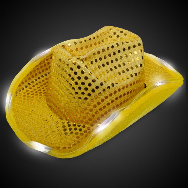 LED Gold Sequin Cowboy Hat