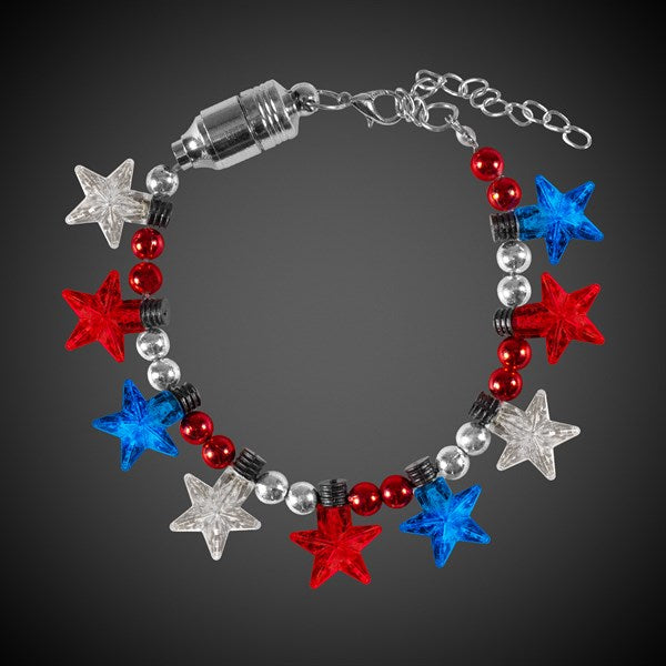 LED Patriotic Star Bead Bracelet