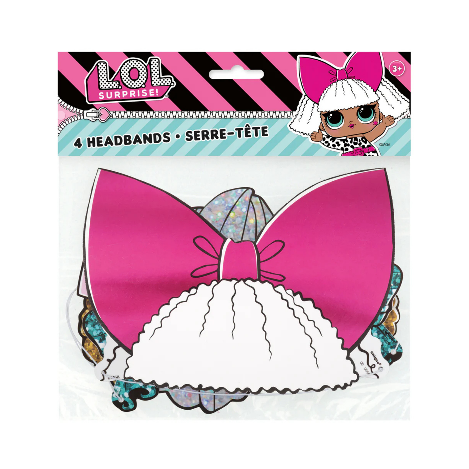 LOL Surprise Paper Headband with Elastic, 4ct