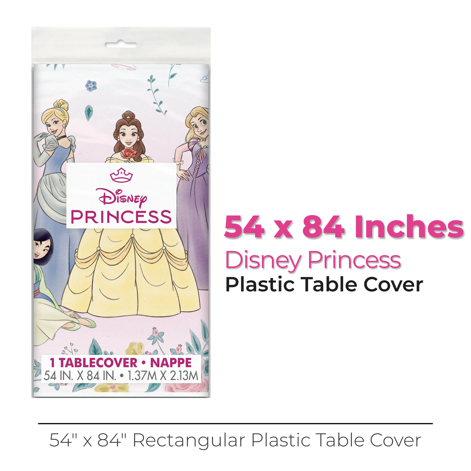 Disney Princess Rectangular Plastic Table Cover, 54" x 84"