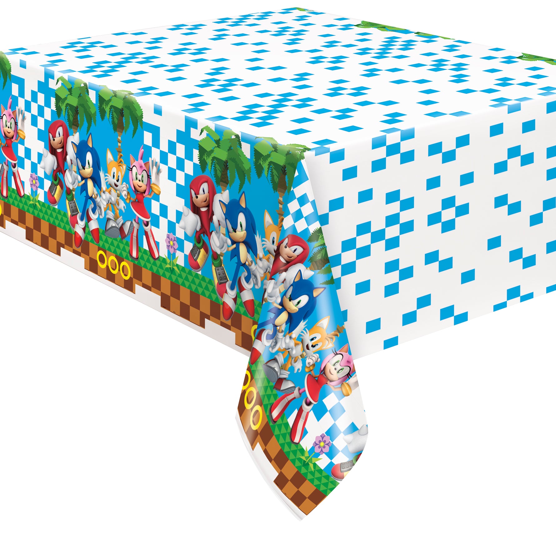 Sonic the Hedgehog Rectangular Plastic Table Cover, 54" x 84" - Short Fold - Image 2