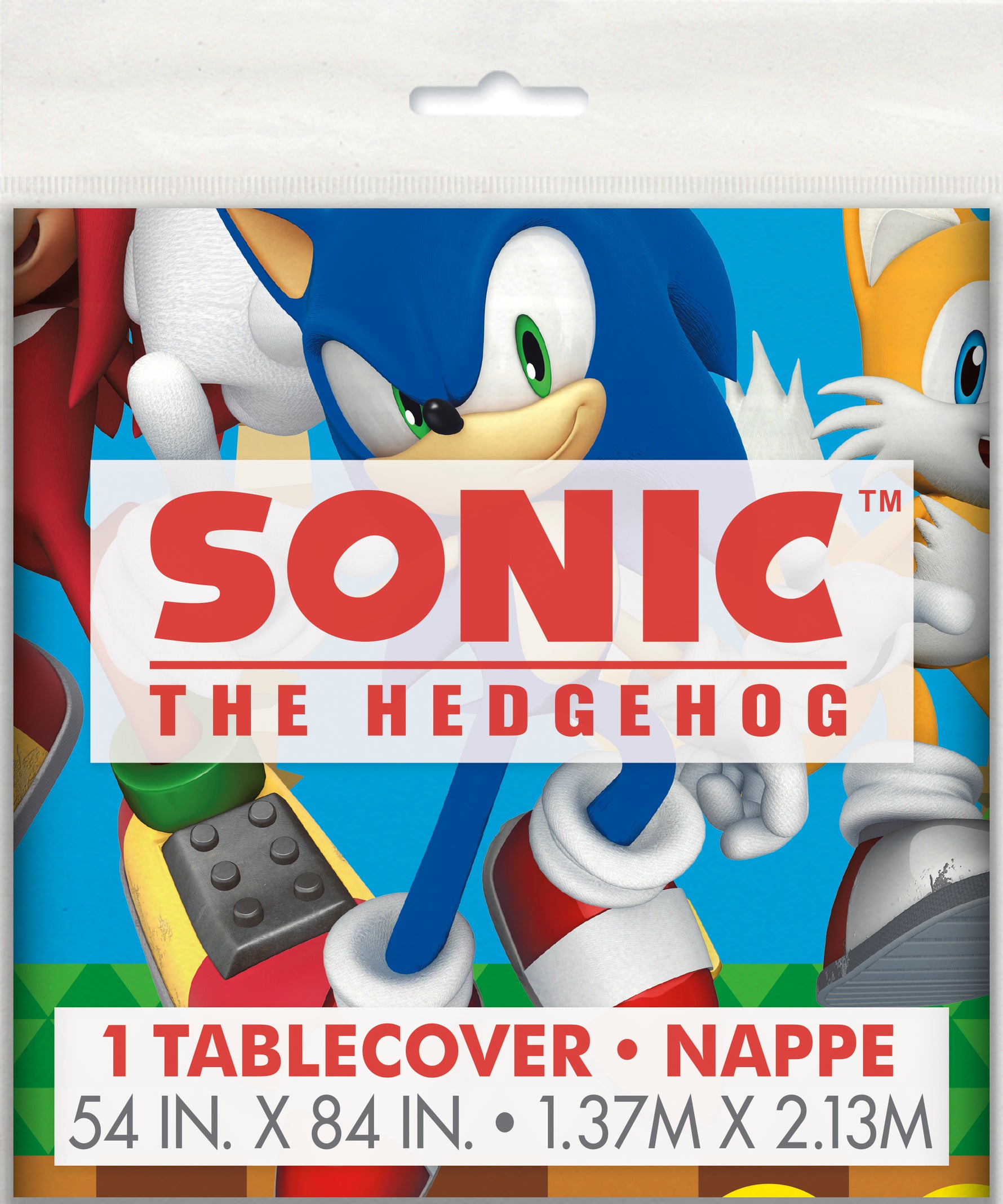 Sonic the Hedgehog Rectangular Plastic Table Cover, 54" x 84" - Short Fold