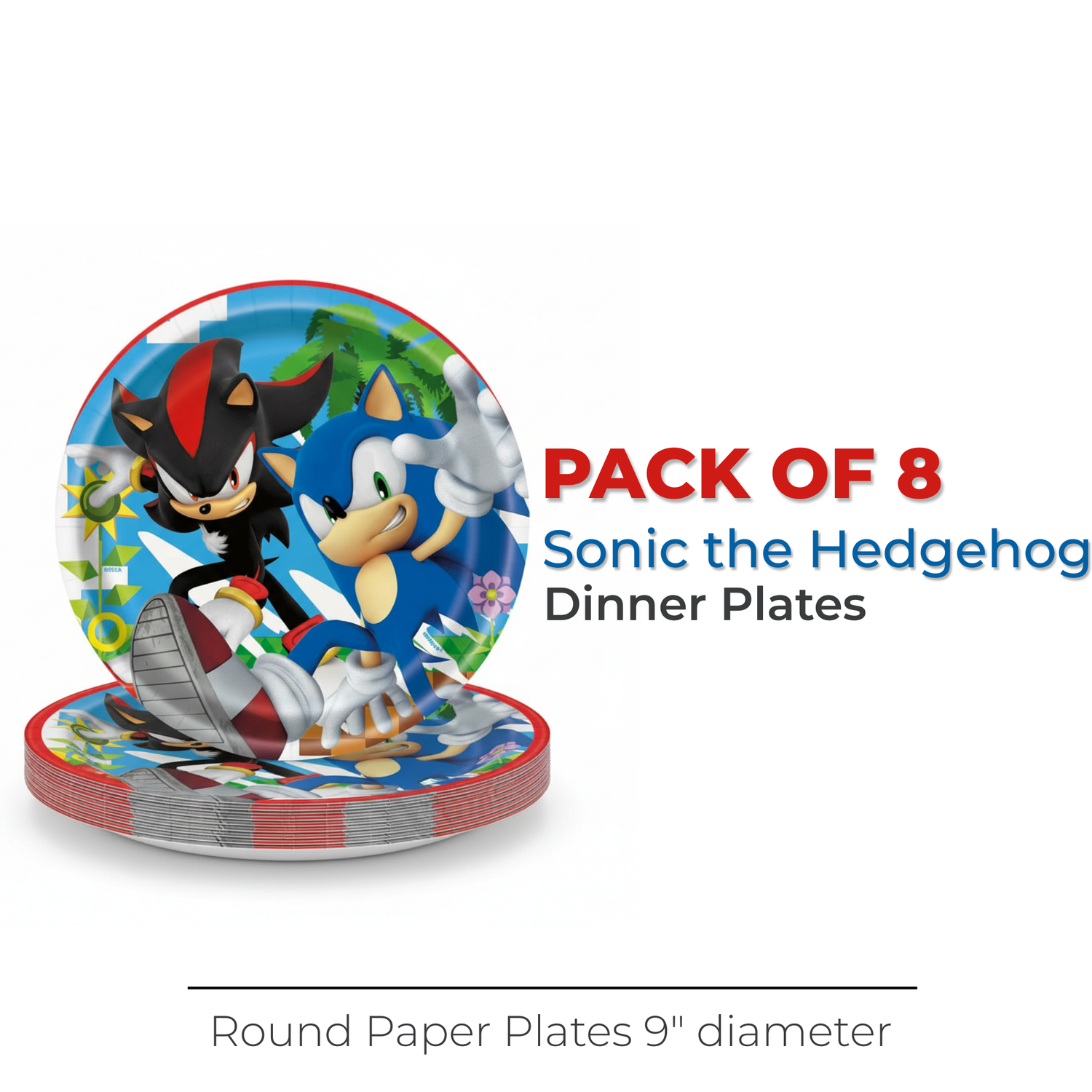 Sonic the Hedgehog Round 9" Dinner Plates, 8ct