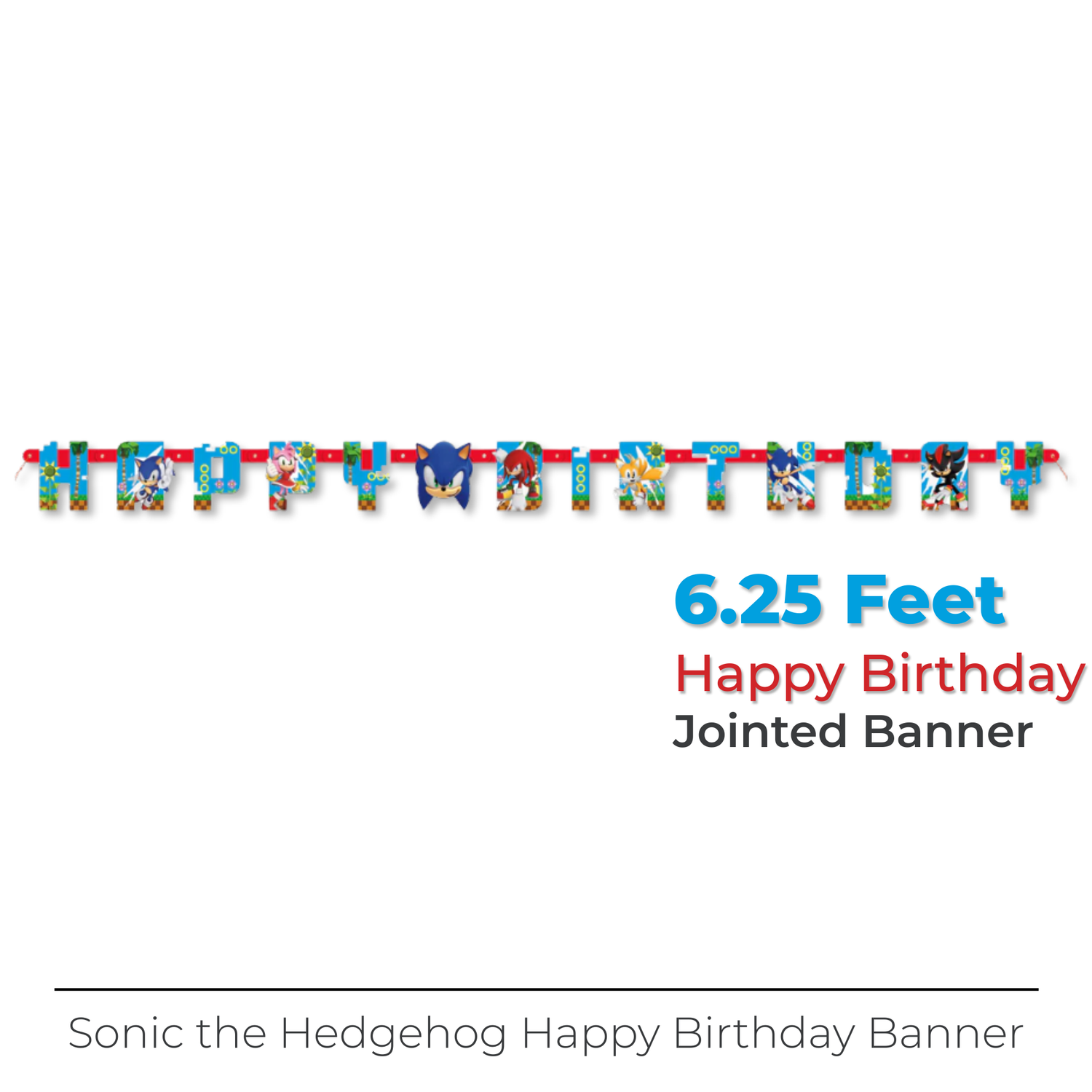 Sonic the Hedgehog "Happy Birthday" Jointed Banner, 6.25 ft