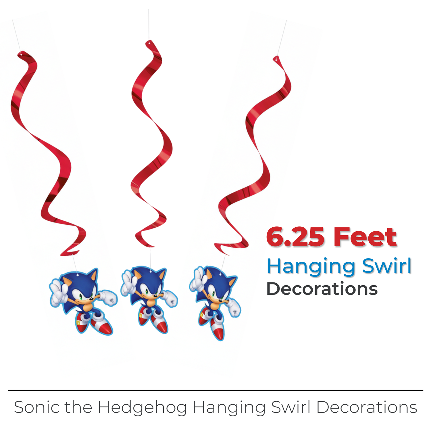 Sonic the Hedgehog Hanging Swirl Decorations, 3ct