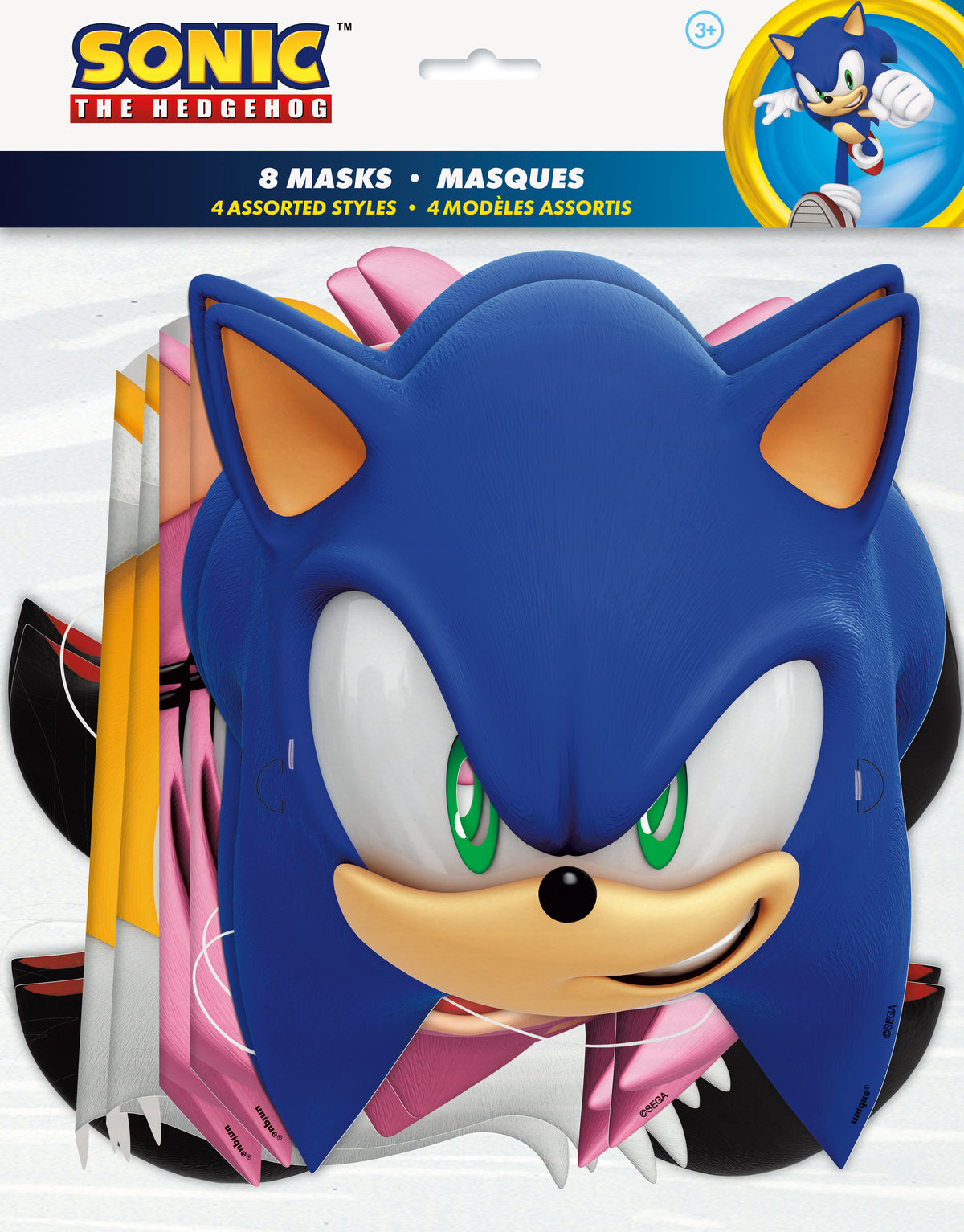 Sonic the Hedgehog Assorted Paper Party Masks, 8ct