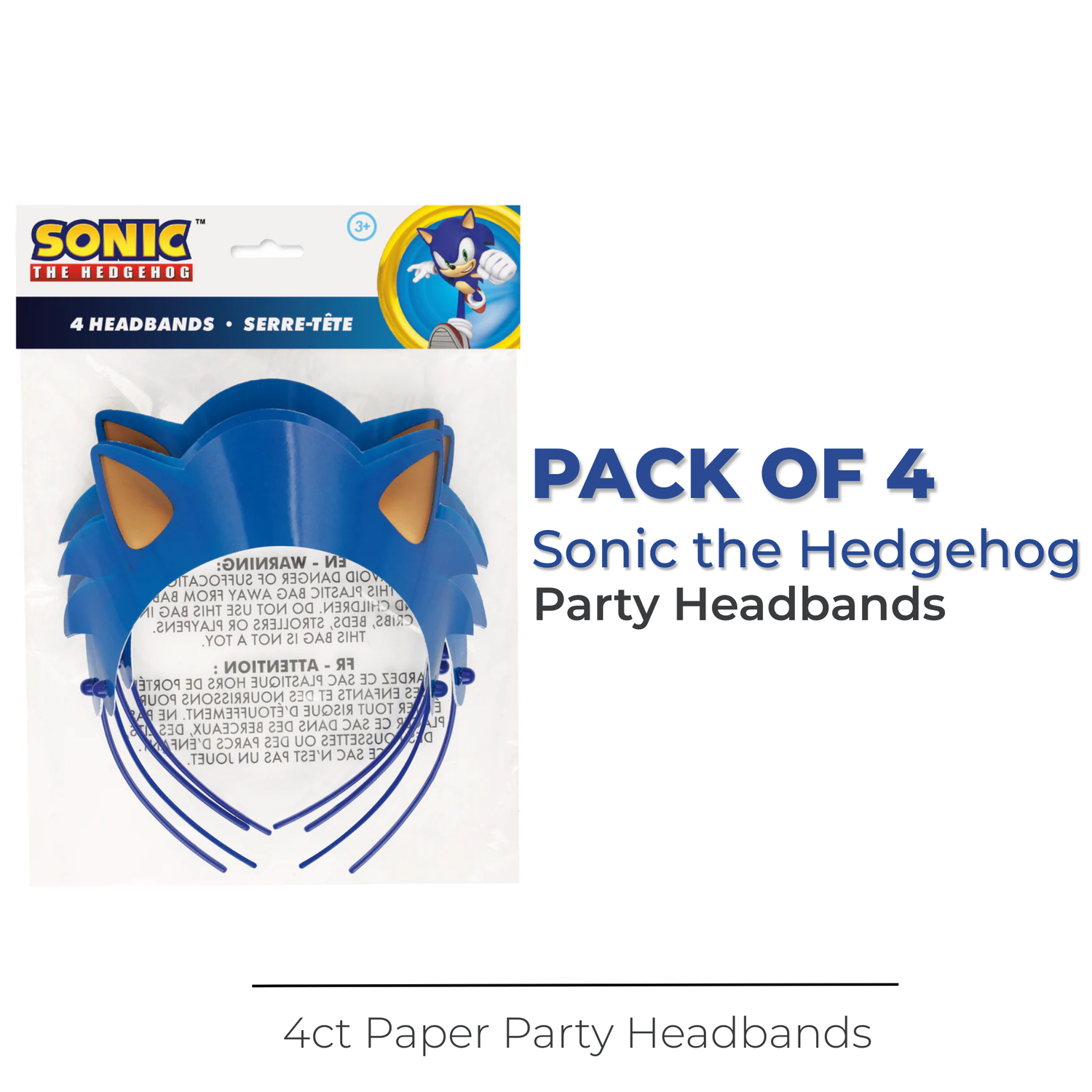 Sonic the Hedgehog Paper Party Headbands, 4ct