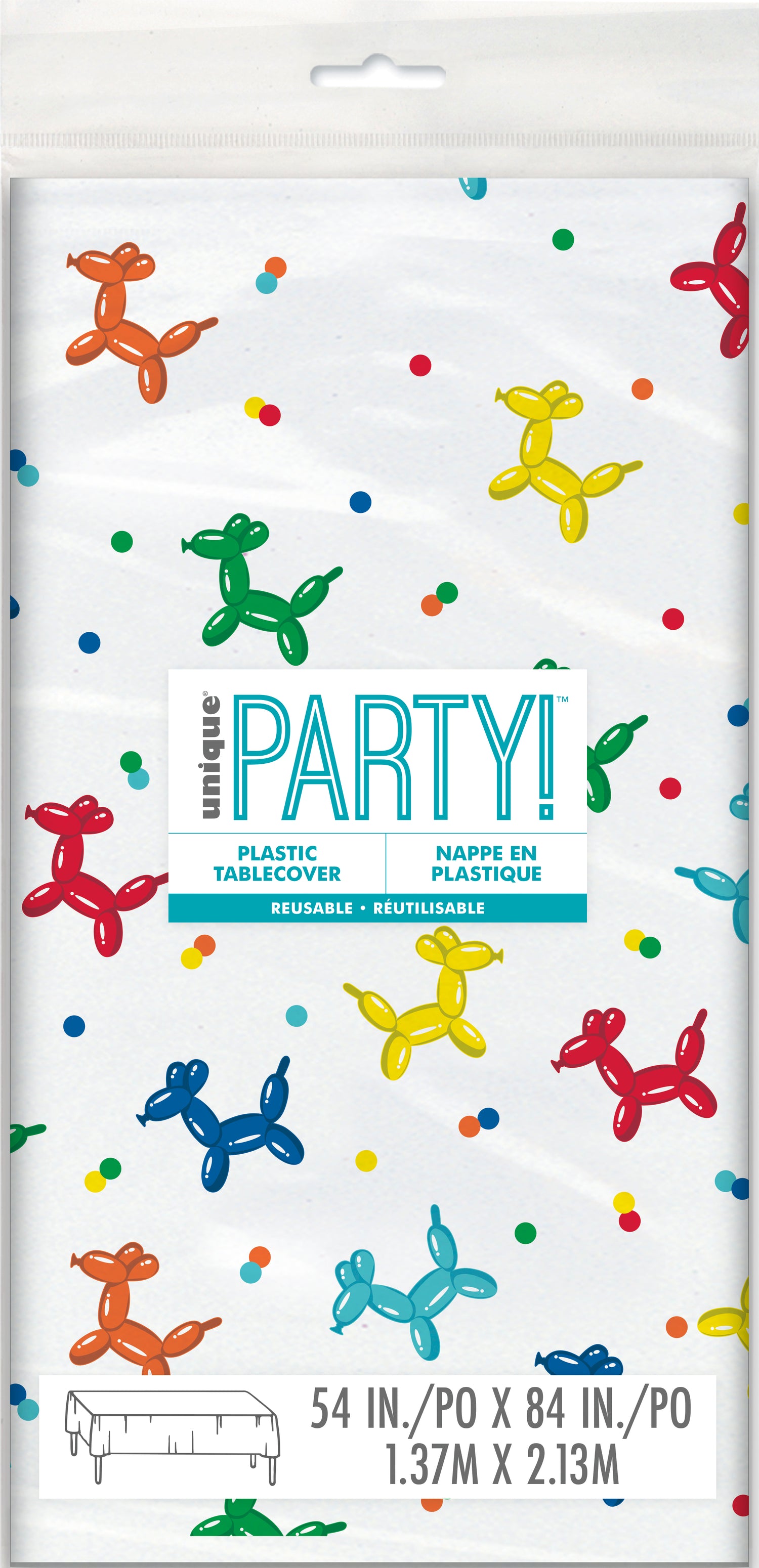 Balloon Dog Birthday Rectangular Plastic Table Cover, 54" x 84"