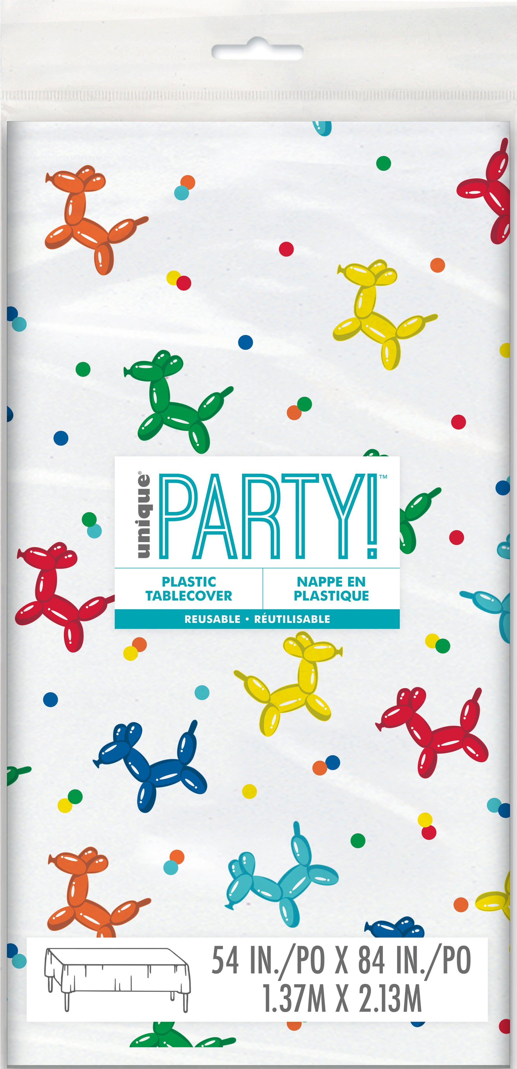 Balloon Dog Birthday Rectangular Plastic Table Cover, 54" x 84"