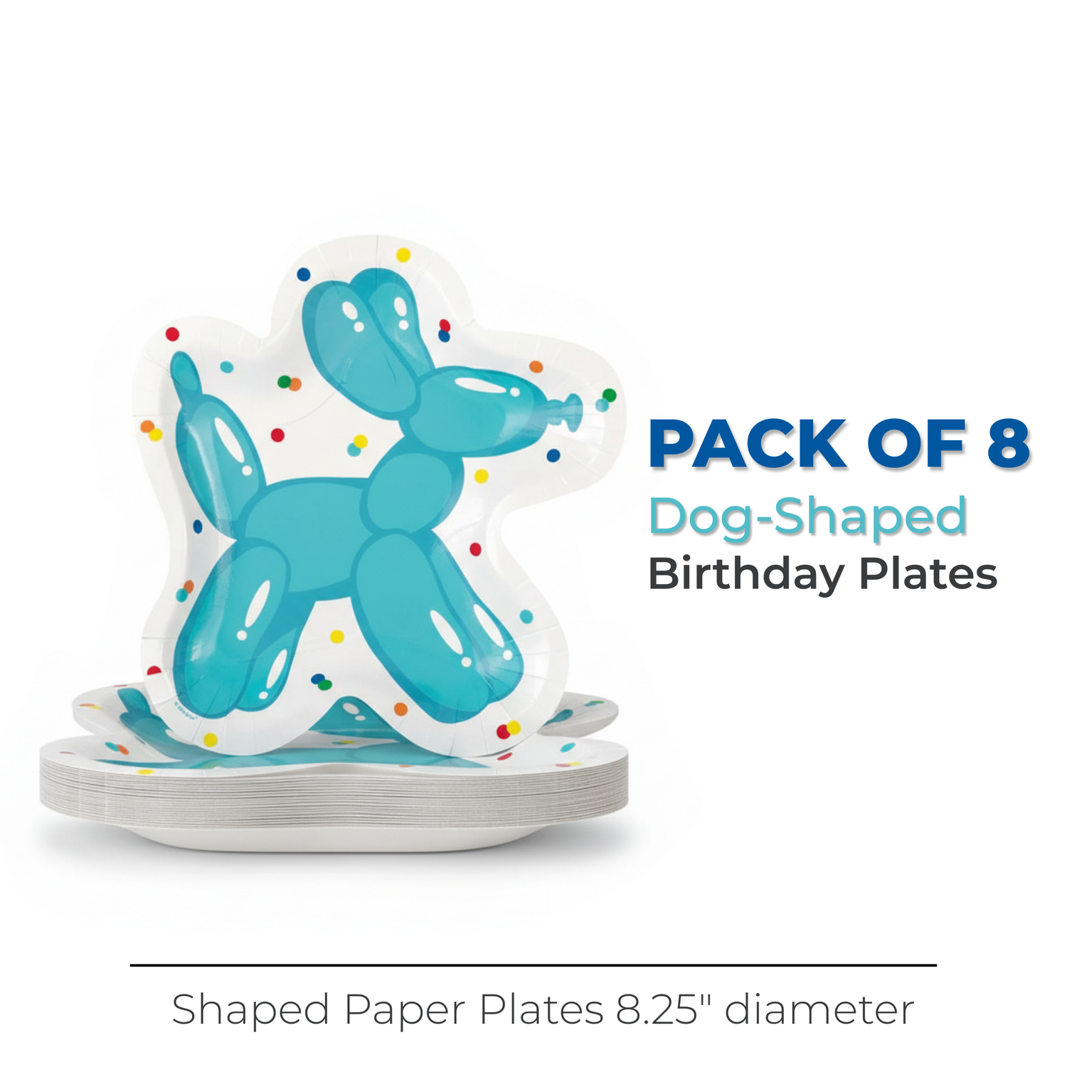 Balloon Dog Birthday Shaped 8.25" Plates, 8ct