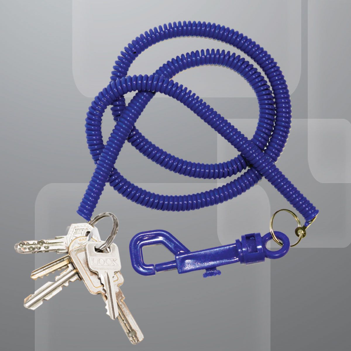 Blue Plastic 23" Coil Keychain with Clip