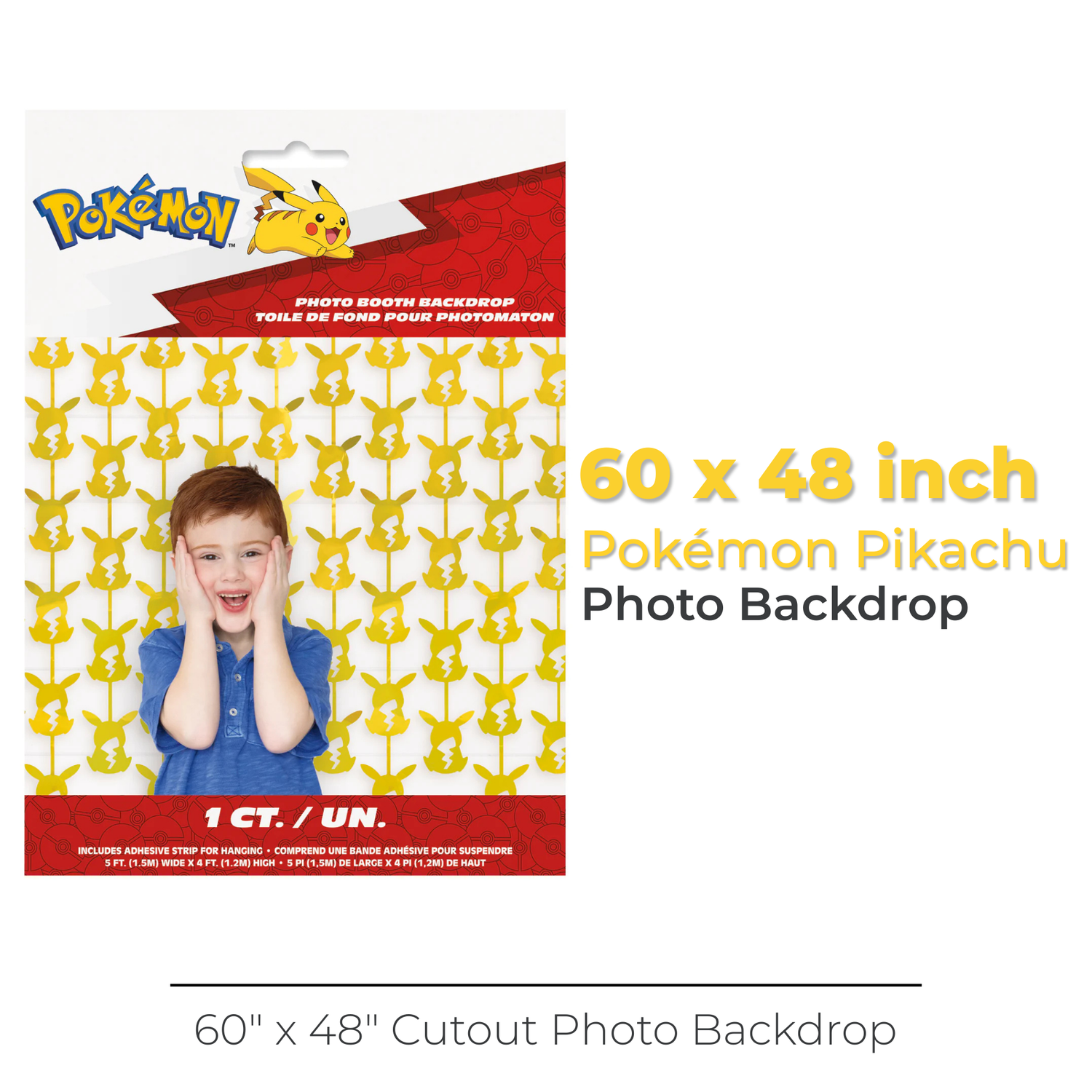 Pokémon Pikachu Foil Cutout Photo Backdrop, 60" x 48"