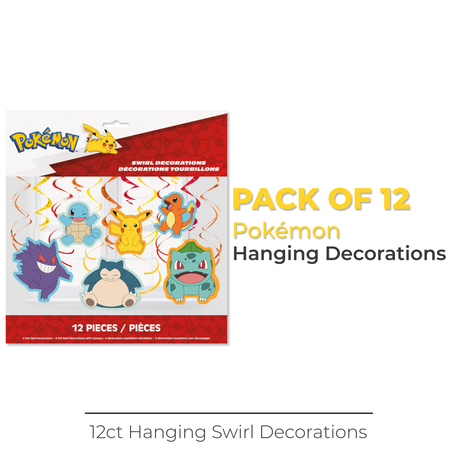 Pokémon Hanging Swirl Decorations, 12ct