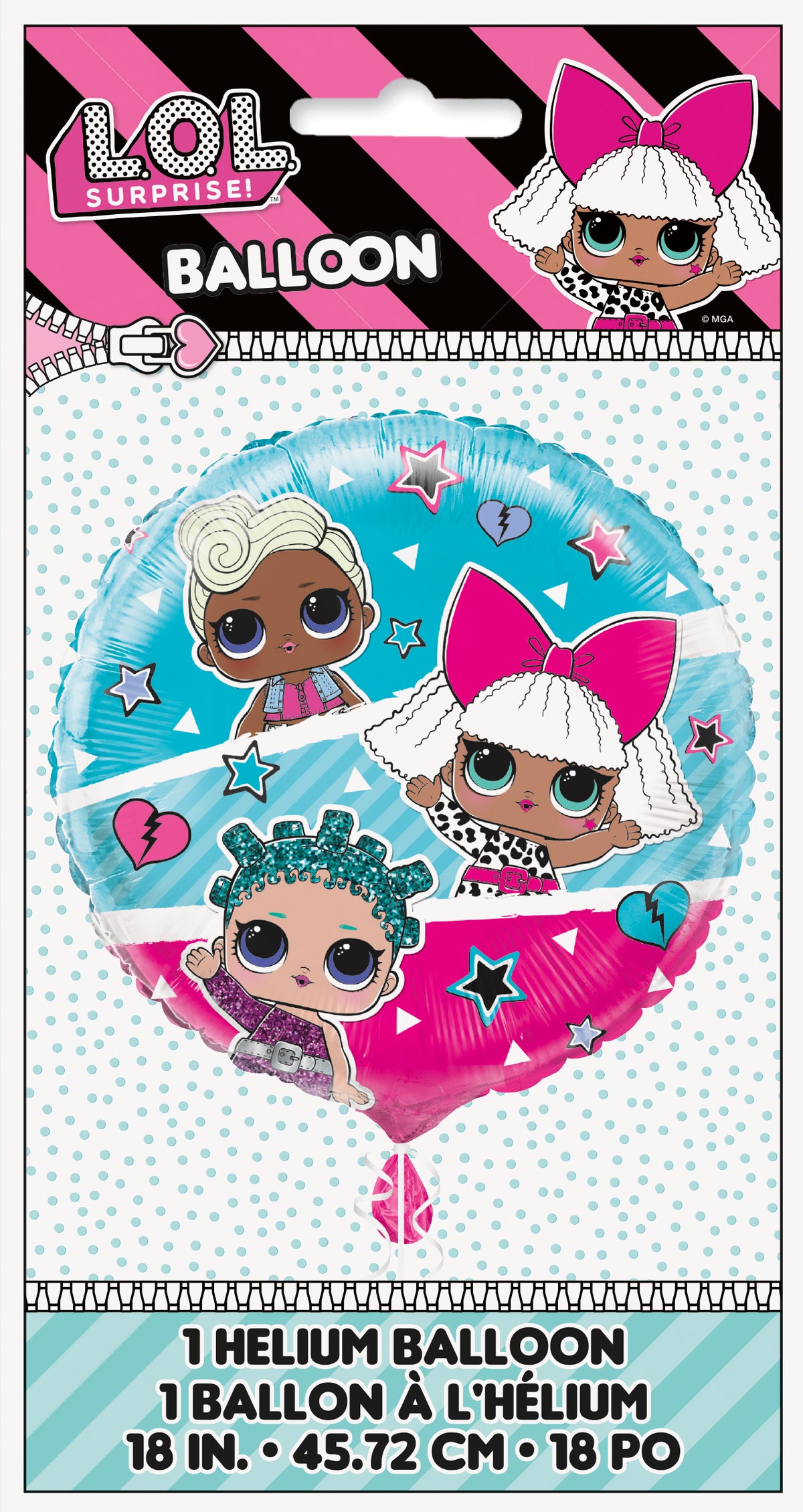 LOL Surprise Round Foil Balloon 18", Packaged - Image 2