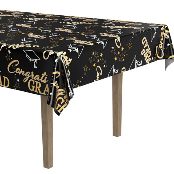 Gold Congrats Grad Metallic Table Cover
