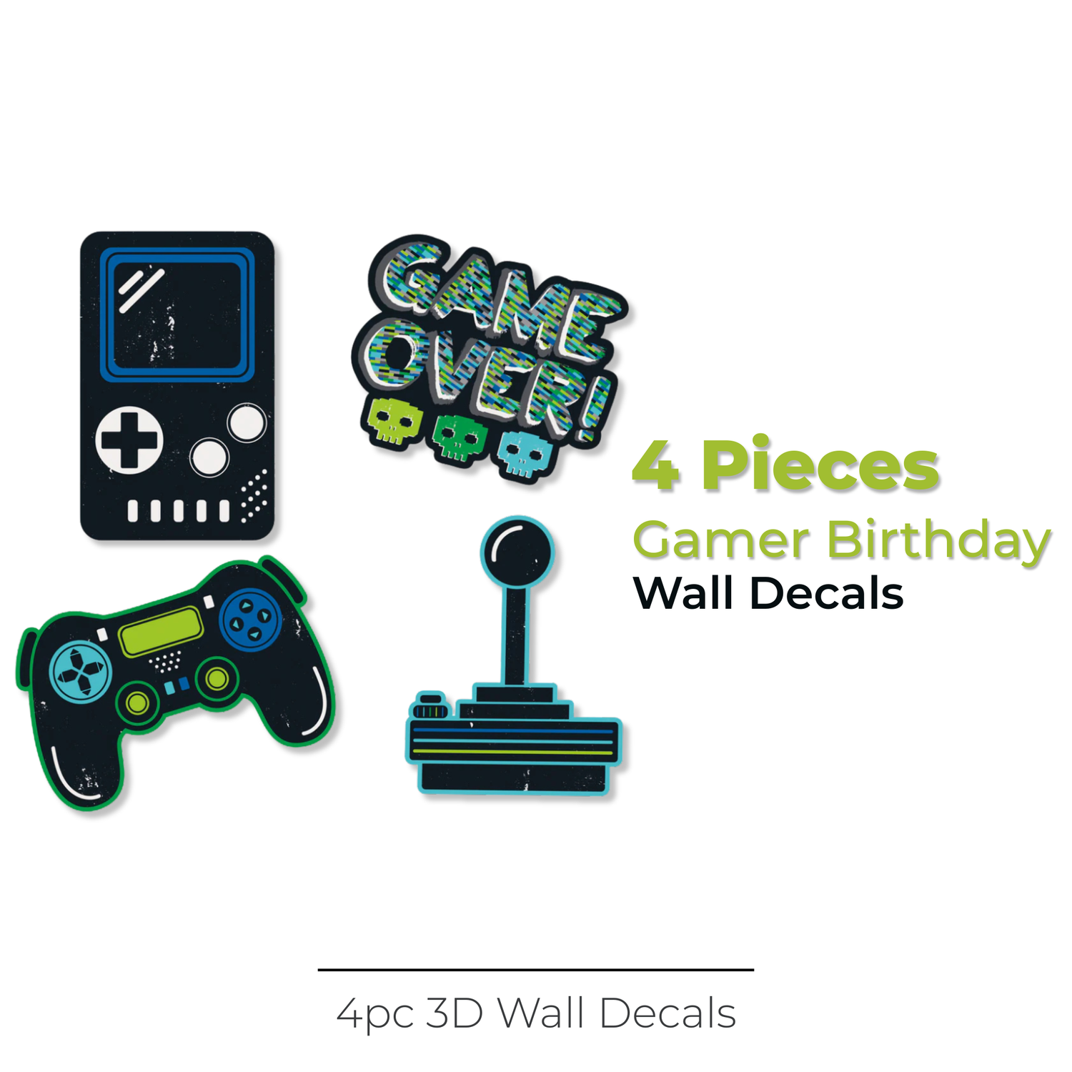 Gamer Birthday Wall Decals, 4pc