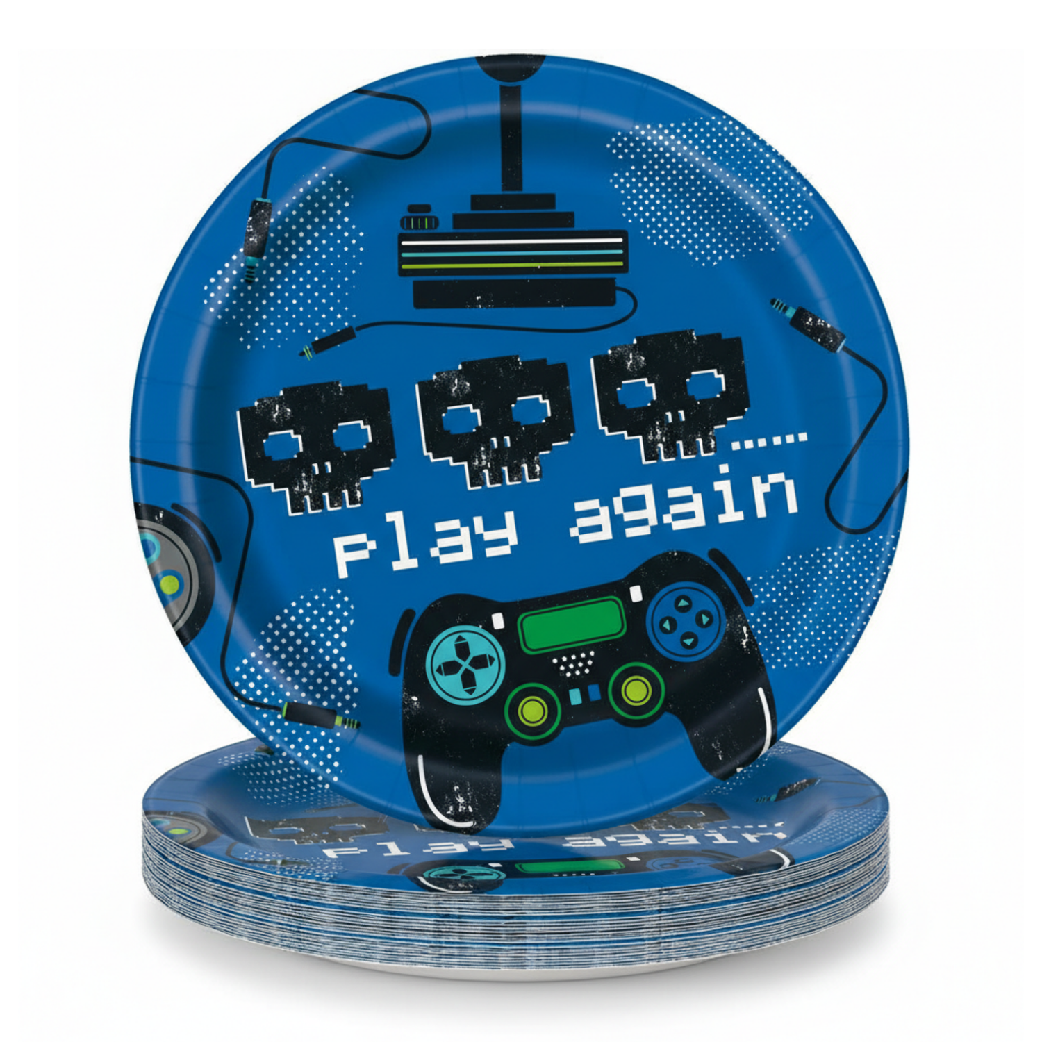 Gamer Birthday Round 7" Dessert Plates, 8ct