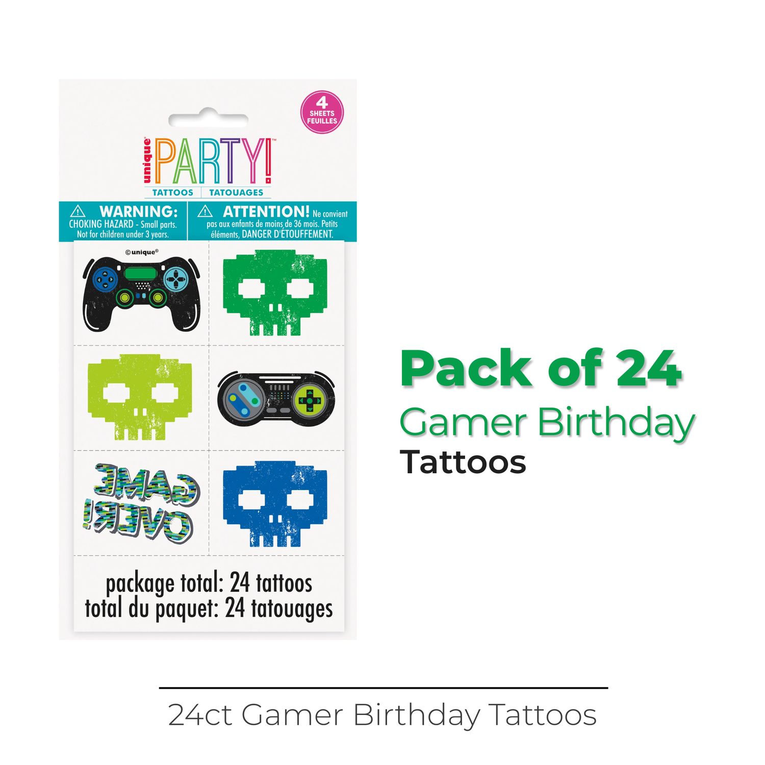 Gamer Birthday Tattoos, 24ct