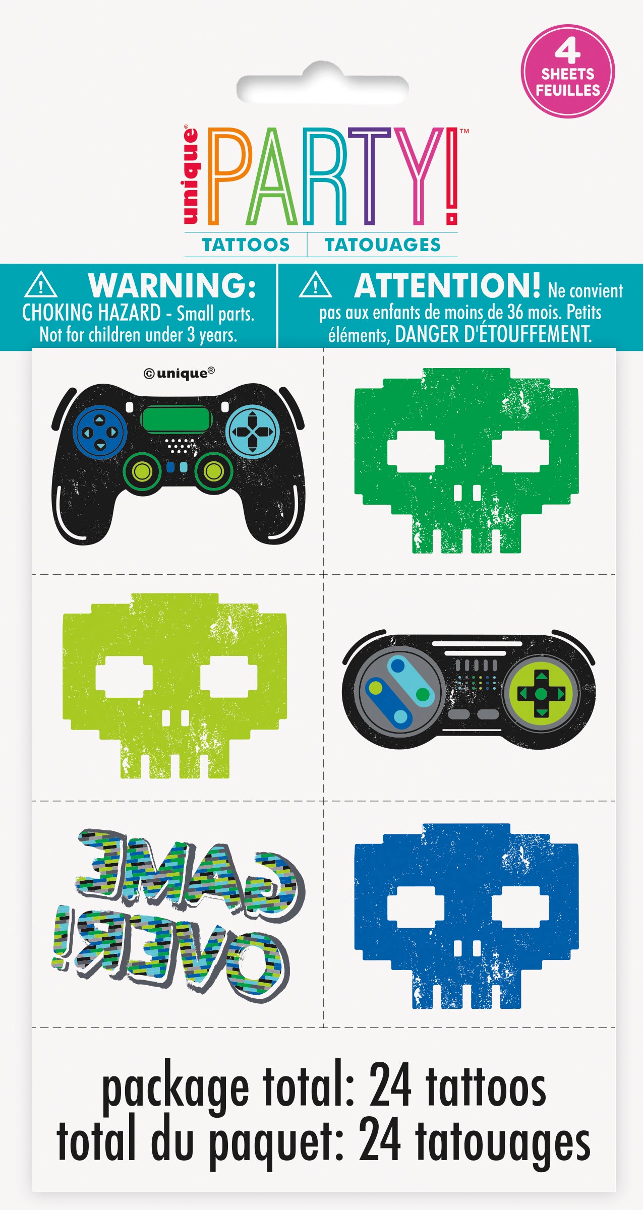 Gamer Birthday Tattoos, 24ct - Image 2