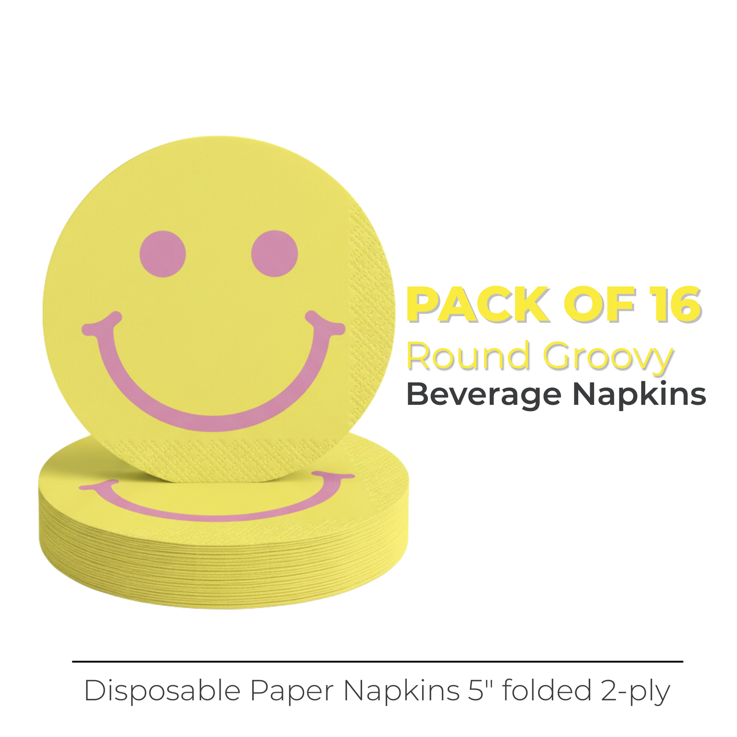 Groovy Birthday Round Shaped Beverage Napkins, 16ct