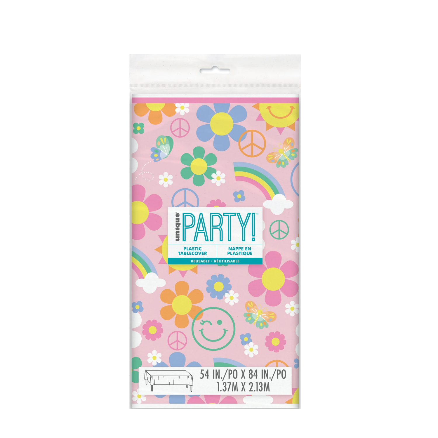 Groovy Birthday Rectangular Plastic Table Cover, 54" x 84"