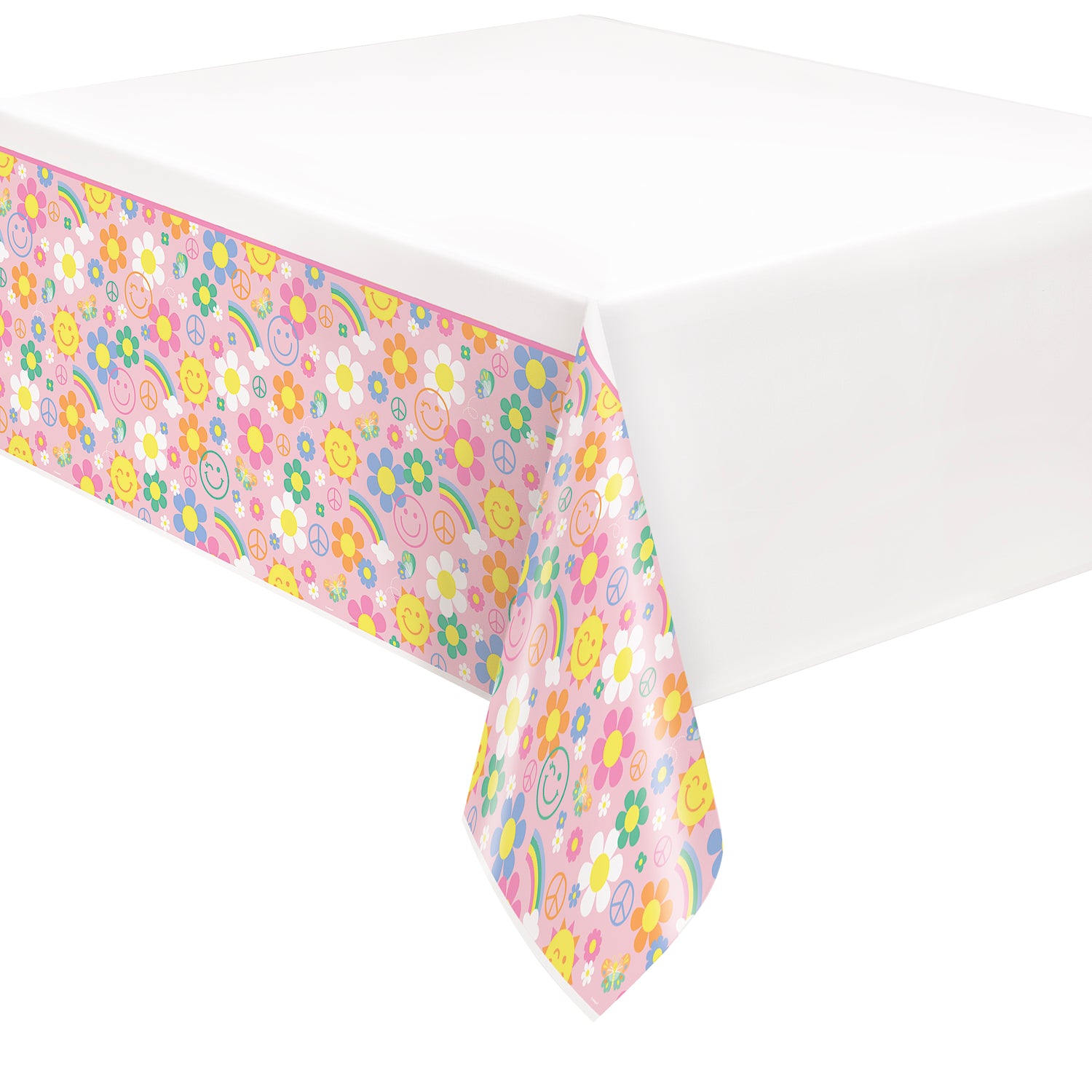 Groovy Birthday Rectangular Plastic Table Cover, 54" x 84" - Image 3