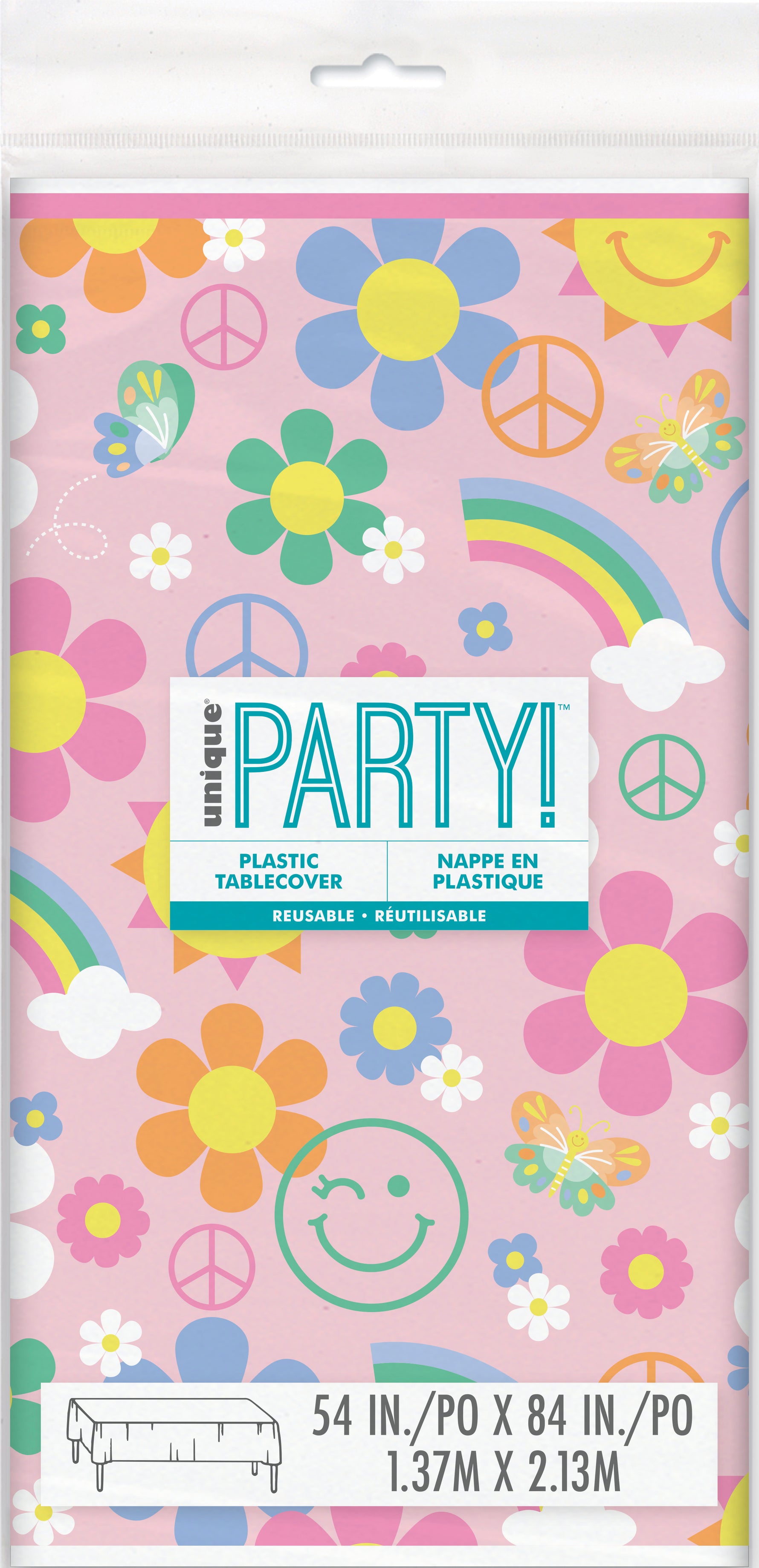 Groovy Birthday Rectangular Plastic Table Cover, 54" x 84"