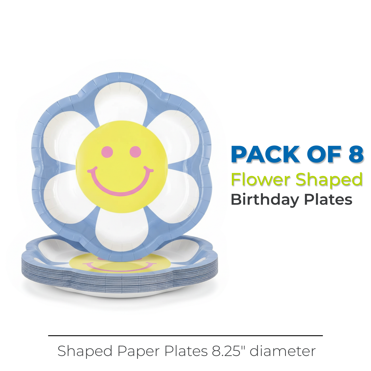 Groovy Birthday Flower Shaped 8.25" Plates, 8ct